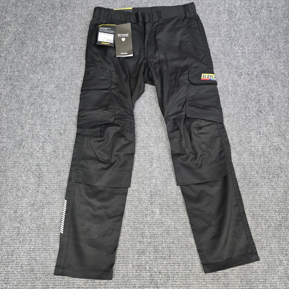 NWT Blaklader 1448 Work Pants Mens 34R Black Stretch Cargo Utility 34x32